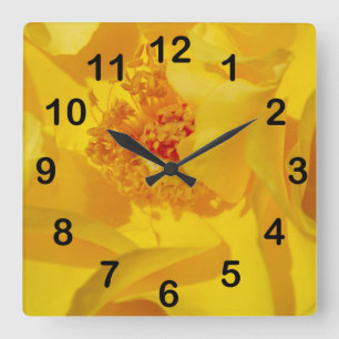 Relógio Quadrado Rosa amarelo brilhante