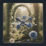 Relógio Quadrado Rosa Azul Mística Presente de Família Floral Atemp<br><div class="desc">Traga elegância atemporal para sua casa com este encantador relógio de parede de rosa azul. Uma mistura de romance e função,  é perfeito como decoração elegante ou presente personalizado para casamentos,  aniversários e celebrações românticas.</div>