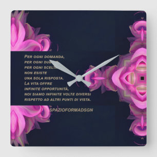 Relógio Quadrado Rosa coração partido em preto no pó & Dubbio