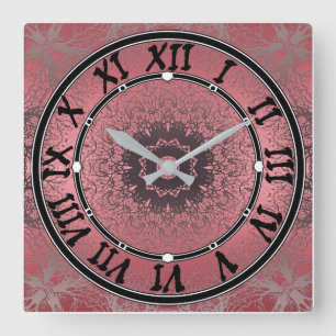 Relógio Quadrado rosa e cinzas