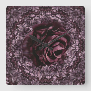 Relógio Quadrado Rosa Mandala