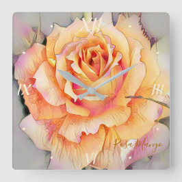 Relógio Quadrado Rosa ‘Manyo’ [Relógio de Parede de Acrílico]