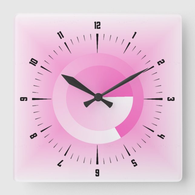 Relógio Quadrado Rosa moderno (Frente)