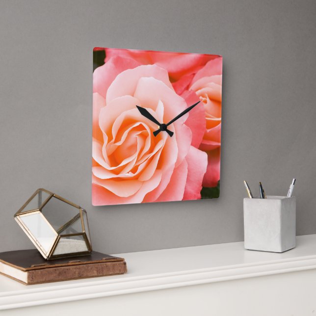 Relógio Quadrado Rosa Rosa Rosa (Escritório)