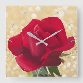Relógio Quadrado Rosa rouge - Rosa vermelha
