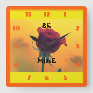 Relógio Quadrado ROSA VERMELHA Namorados BE MINHA
