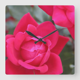 Relógio Quadrado ROSA VERMELHA Wall CLOCK