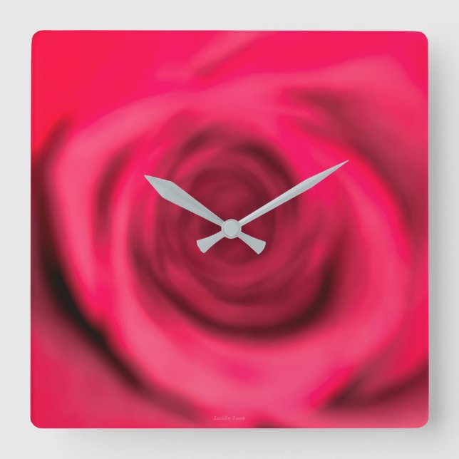 Relógio Quadrado Rosa Wall Clock (Frente)