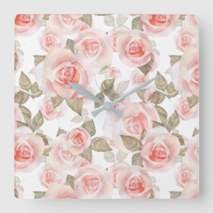 Relógio Quadrado Rosas