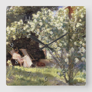 Relógio Quadrado Rosas do Les de Kroyer