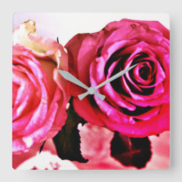 Relógio Quadrado Rosas em Flor