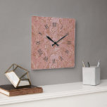Relógio Quadrado Rose-Gold Floral pattern<br><div class="desc">Elevate your home decor with our stunning new wall clock design,  showcasing a luxurious rose-gold floral pattern.</div>
