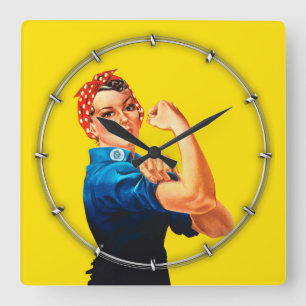 Relógio Quadrado Rosie The Riveter Retro Design Style