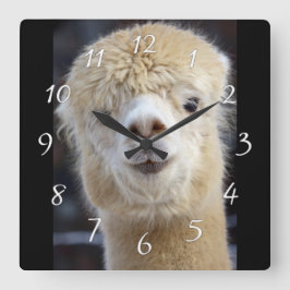 Relógio Quadrado Rosto de alpaca fofo