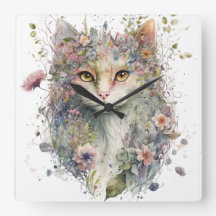 ROSTO DE GATO DE ÁGUA E FLORES BONITO