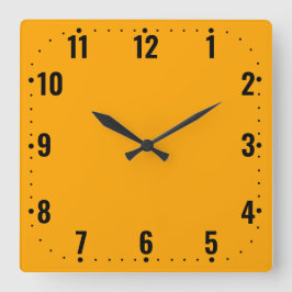 Relógio Quadrado Rosto Laranja Com Números - Sem Framais
