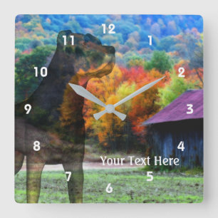 Relógio Quadrado Rottweiler Dog And Old Tobacco Barn