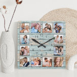 Relógio Quadrado Roupa Náutica Azul Praia<br><div class="desc">Crie facilmente o seu próprio relógio de parede,  ao estilo da casa do lago,  rústico e azul,  com as suas fotos personalizadas. Para obter os melhores resultados,  recorte as imagens para o quadrado - com o ponto de foco no centro - antes de carregar.</div>