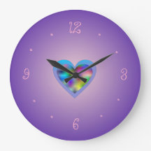 Roxo com Coração Arco-Íris> Garotas Clocks Muralha