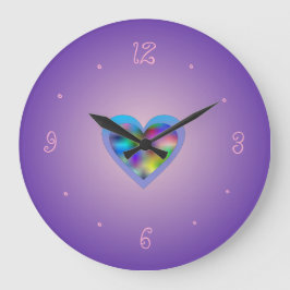 Relógio Quadrado Roxo com Coração Arco-Íris> Garotas Clocks Muralha