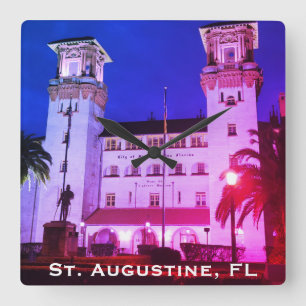 Relógio Quadrado Rua. Augustine, FL - Hotel Alcazar