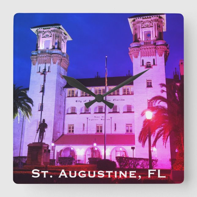 Relógio Quadrado Rua. Augustine, FL - Hotel Alcazar (Frente)