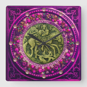 RELÓGIO QUADRADO RUA.GEORGE, DRAGON BRONZE MEDALLION FLORAL CROWN