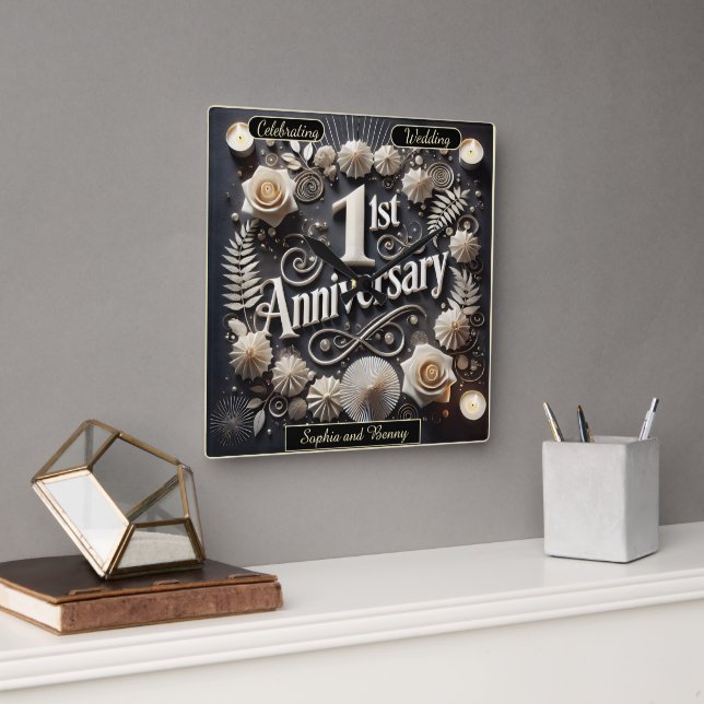 Relógio Quadrado Rua Graceful 1rua Anniversário (Escritório)