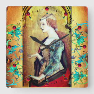 Relógio Quadrado RUA MARY MAGDALENE Corantes Amarelos Azuis