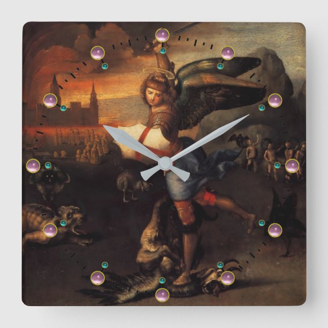 Relógio Quadrado Rua Michael e Dragon (Frente)