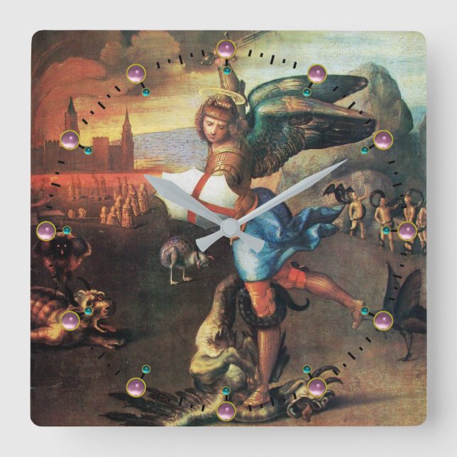 Relógio Quadrado Rua Michael e Dragon (Frente)