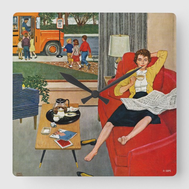 Relógio Quadrado Ruptura de café da manhã (Frente)