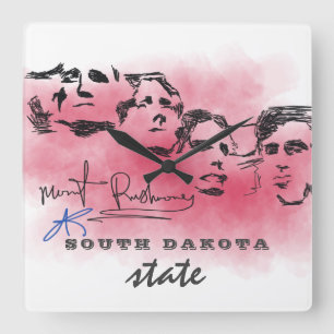 Relógio Quadrado Rushmore Memorial Nacional Desenhando DAKOTA DO SU
