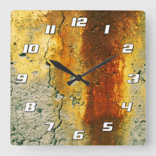 Relógio Quadrado Rusty Concrete Urban Grunge com Números