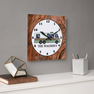 Relógio Quadrado RVing add name wall clock
