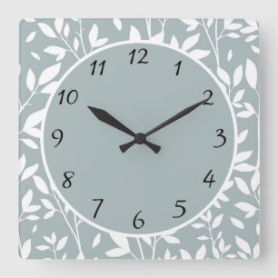 Relógio Quadrado Sage Green Floral deixa fazenda