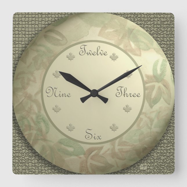 Relógio Quadrado Sage green wall clock (Frente)