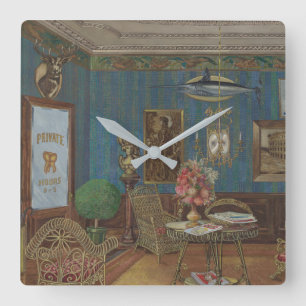 Relógio Quadrado Sala de Aguardação Dentária Vintage em Watercol