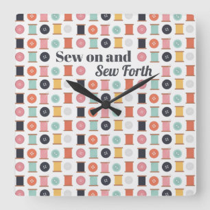 Relógio Quadrado Sala de Artesanato dos botões de rosca e de costur