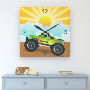 Relógio Quadrado Sala de Crianças Personalizadas de Caminhão de M