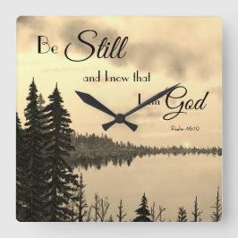 Relógio Quadrado Salm 46:10 Fique quieto e saiba que eu sou Deus Se