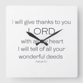 Relógio Quadrado Salm 9, vou dar-lhe obrigados, LORD.