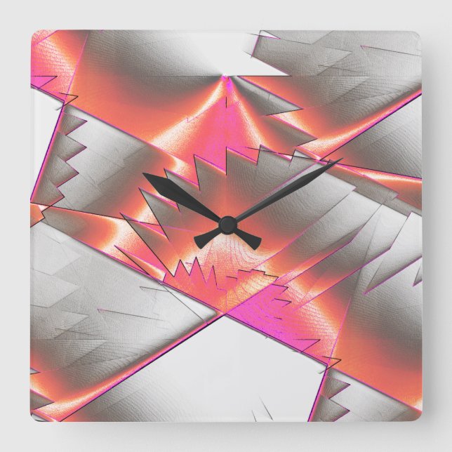 Relógio Quadrado Salmão ou pêssego, extremamente rugoso digitalizad (Frente)