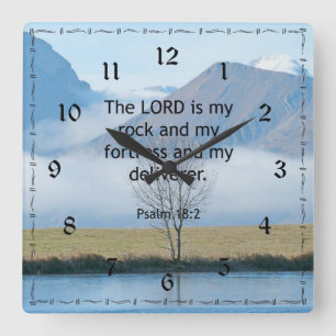 Relógio Quadrado Salmo 18:2 Verso Bíblia... O Senhor é a minha pe