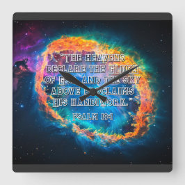 Relógio Quadrado Salmo 19:1 Os Céus Declarando a Glória de Deus