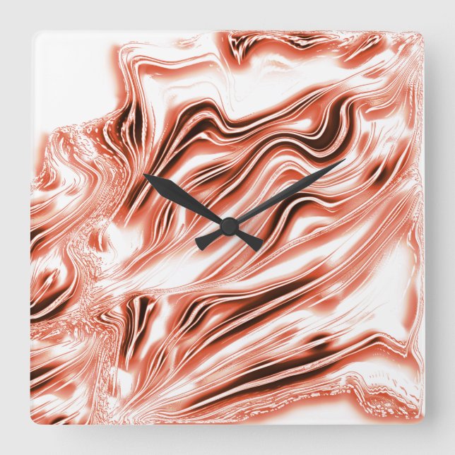 Relógio Quadrado Salmões-guincho para vestígios vermelhos de ondula (Frente)