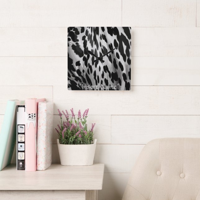 Relógio Quadrado Salt e Pepper Hide (Sala de leitura)