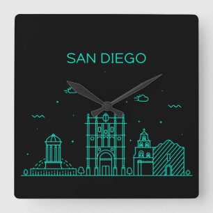Relógio Quadrado San Diego skyline