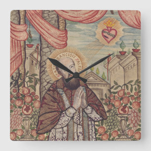 Relógio Quadrado Santo Francis de Sales Bishop de Genebra