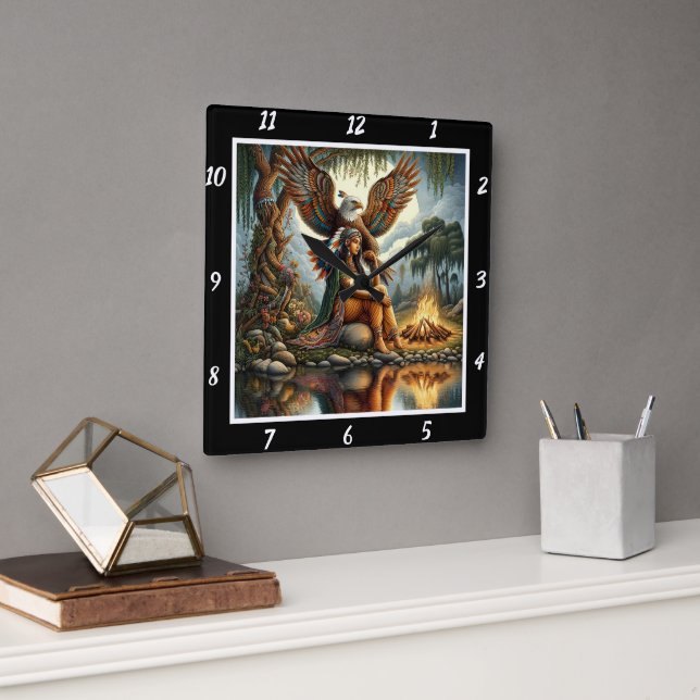 Relógio Quadrado Santuários Nativos: O Sussurro da Pedra do Coração (Escritório)